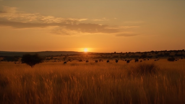 Un tramonto nella riserva nazionale del masai mara