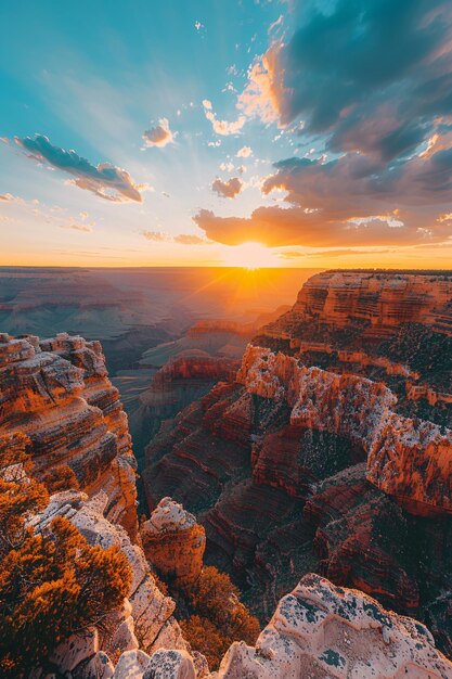 un tramonto sopra un canyon