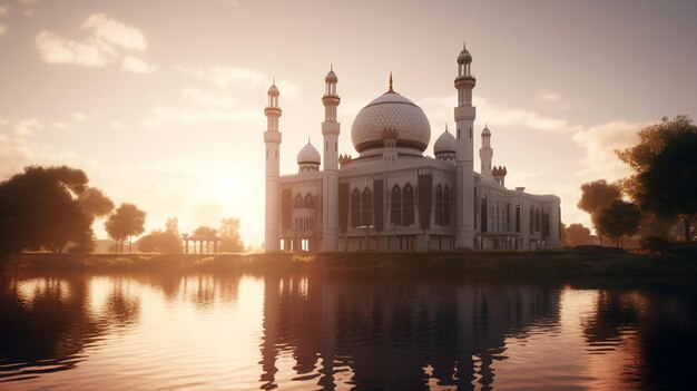 Un tramonto su una moschea nel deserto