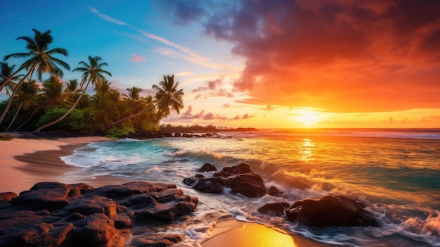 Un tramonto su una spiaggia