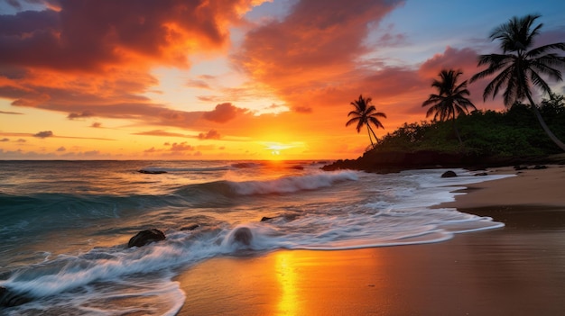 un tramonto su una spiaggia