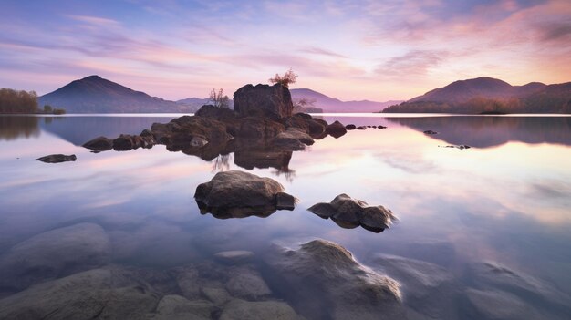 Un tramonto sul lago nel Lake District