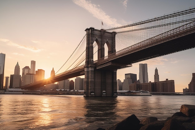 Un tramonto sul ponte di Brooklyn