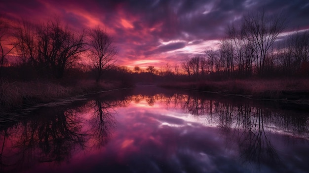 Un tramonto viola con il cielo sullo sfondo