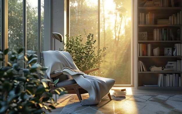Un tranquillo angolo di lettura con la luce del mattino