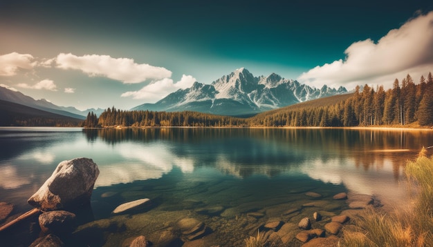 Un tranquillo lago di montagna perfetto per una fuga serena.