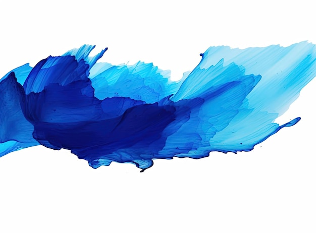 un tratto di pennello blu brillante isolato su bianco nello stile di un'animazione 2D ruvida