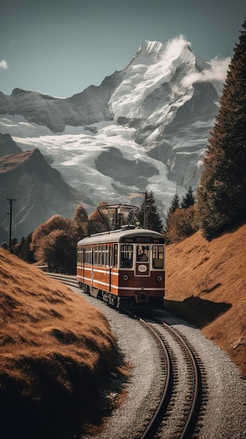 Un treno che attraversa un paesaggio di montagna