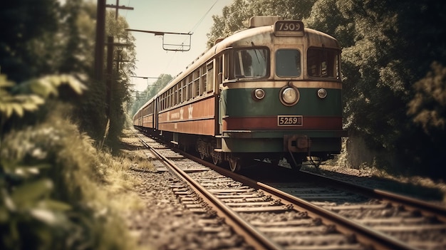 Un treno retrò sta attraversando un'area coperta durante la generazione di Al