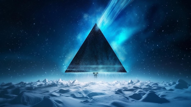 Un triangolo blu è mostrato nel ghiaccio.