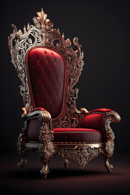 Un trono rosso e nero con sopra una sedia rossa.