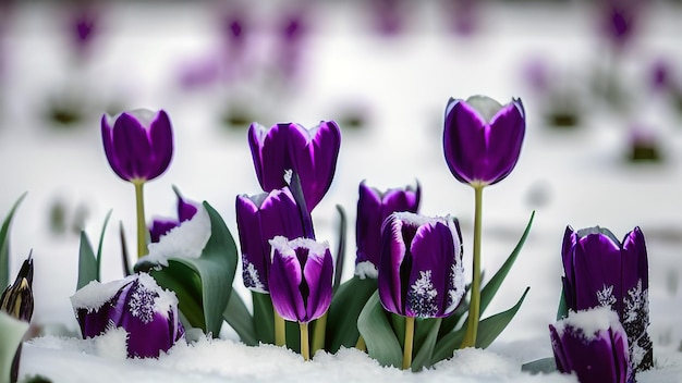 Un tulipani innevati nella neve