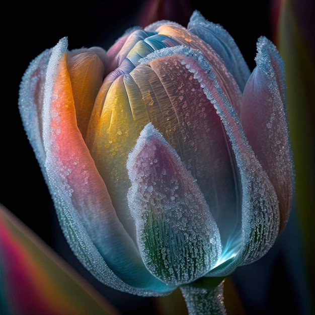 Un tulipano colorato con la parola tulip su di esso