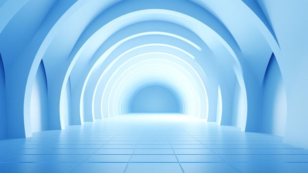 un tunnel bianco con luci