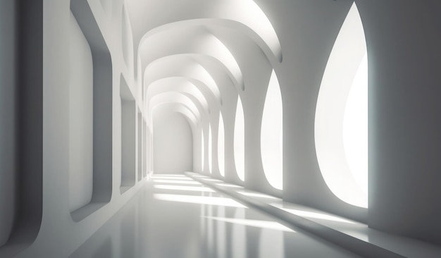 Un tunnel bianco con una luce sul soffitto