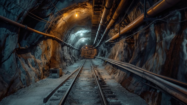 un tunnel con tubi e tubi al centro