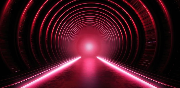 Un tunnel di linee rosse luminose tutt'intorno