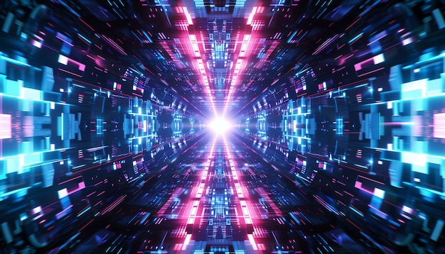un tunnel luminoso di luci luminose con la parola luce in fondo