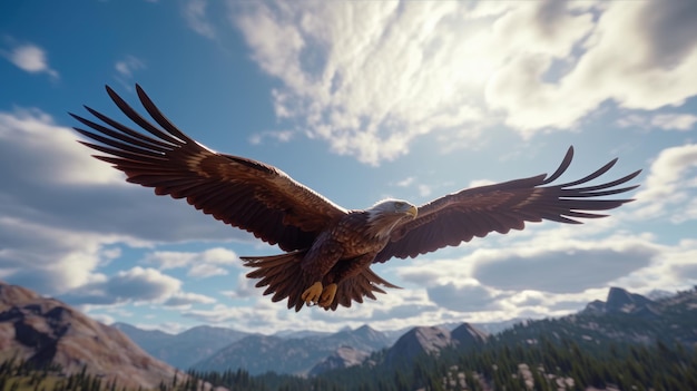 Un uccello che vola nel cielo con sopra la parola aquila