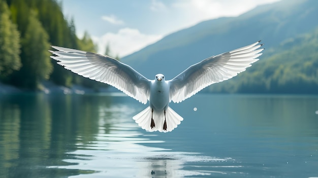 Un uccello che vola sopra l'acqua
