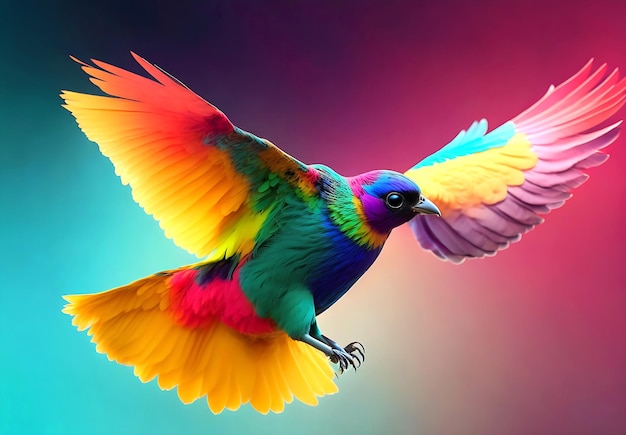 Un uccello colorato con la parola " sulle sue ali "