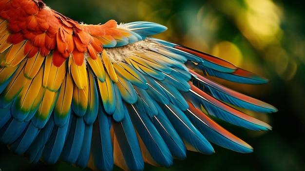 un uccello colorato con le ali spalancate
