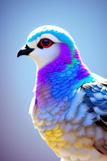 un uccello colorato con un becco blu