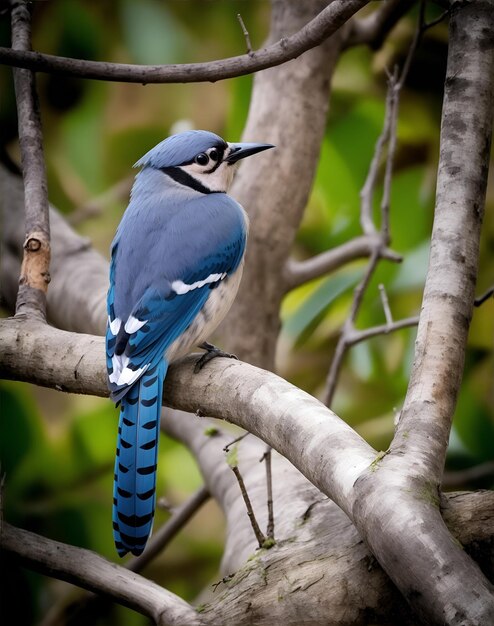 Un uccello colorato in piedi su un ramo di un albero