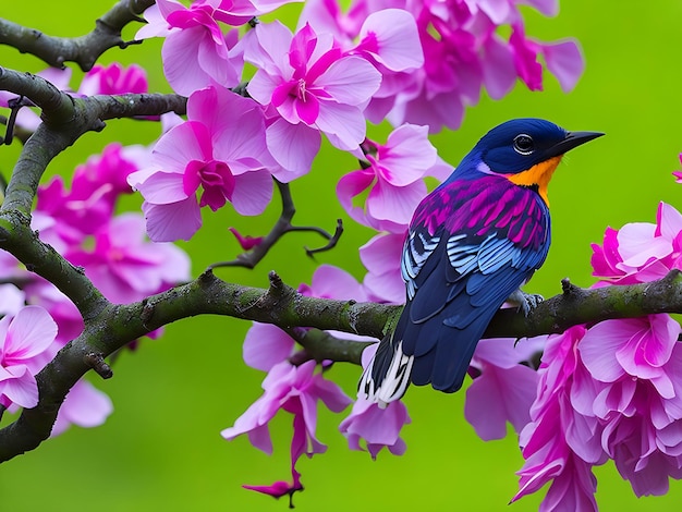 un uccello colorato si siede su un ramo nella foresta in Bangladesh