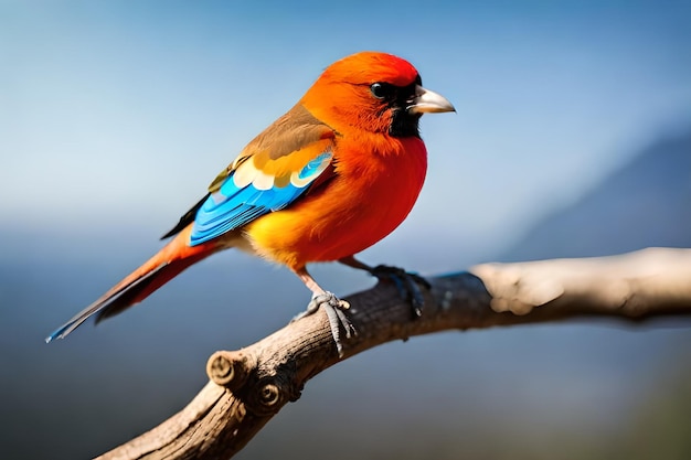 Un uccello colorato si siede su un ramo.