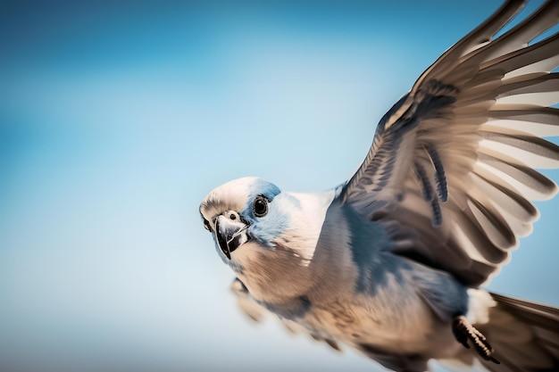 Un uccello con la faccia blu e gli occhi neri