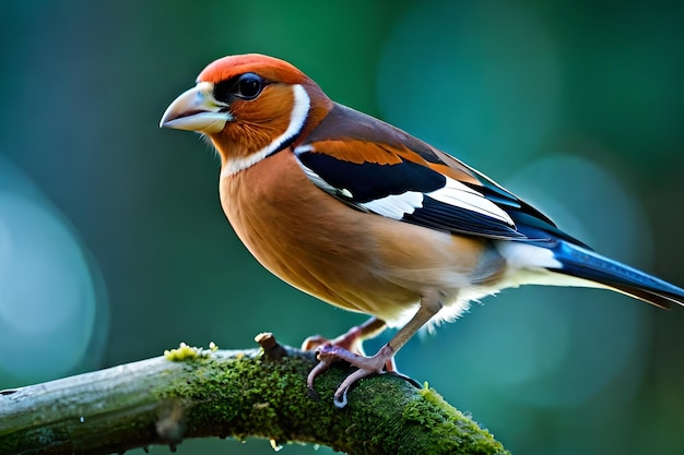 Un uccello con la testa nera e arancione e le piume nere è appollaiato su un ramo.