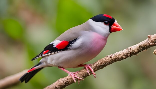 un uccello con un becco rosso sta su un ramo