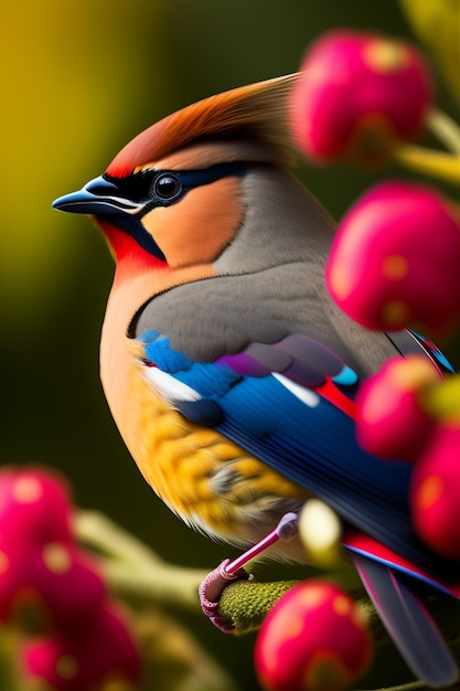 Un uccello con una testa rossa e una testa blu è seduto su un ramo.