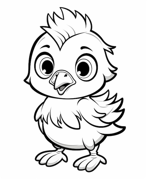 un uccello dei cartoni animati con occhi grandi e un grosso becco generativo ai