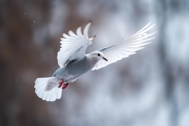 Un uccello in volo con un effetto di movimento congelato