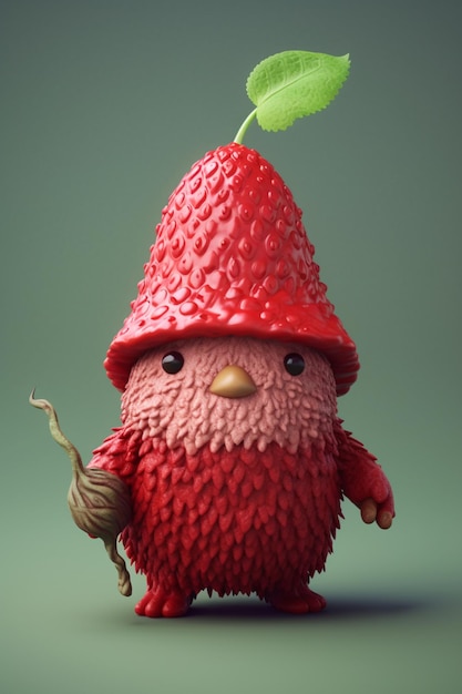 Un uccello rosso con un cappello con su scritto "la parola".