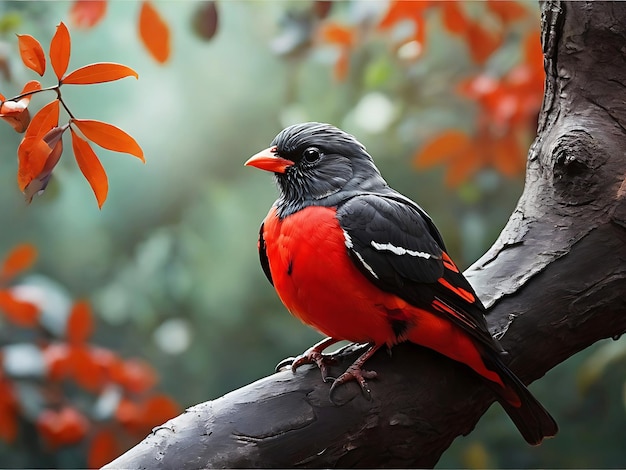 Un uccello seduto sul ramo di un albero da fiore