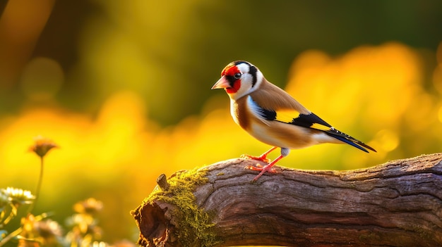 Un uccello si siede su un ramo davanti a uno sfondo sfocato