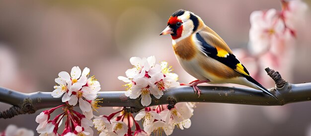 Un uccello solitario appoggiato su un fiore