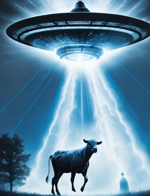 Un UFO che rapisce una mucca