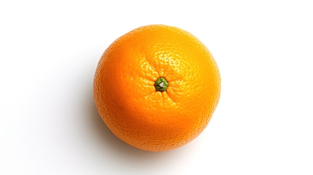 Un'unica arancia con un gambo verde