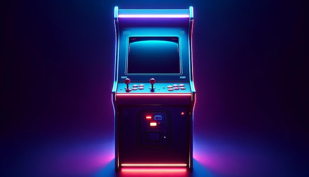 Un'unica unità di gioco arcade con vibrante illuminazione al neon