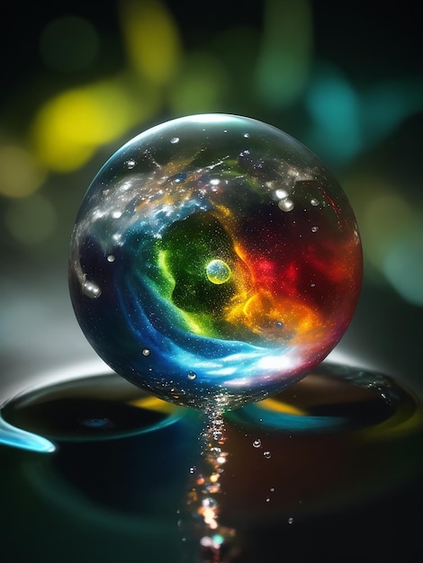 Un universo in miniatura di colore e luce racchiuso in un'unica goccia d'acqua