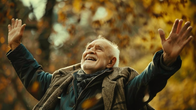 Un uomo anziano felice di una vita di libertà.
