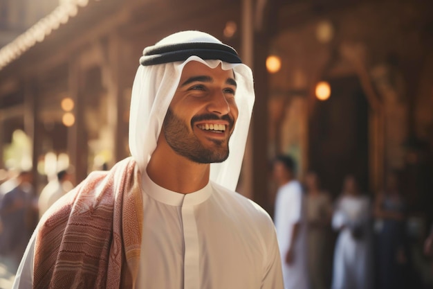 Un uomo arabo che sorride alla macchina fotografica