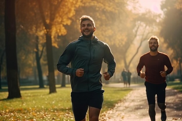 un uomo che fa jogging nel parkcardio generativa ai