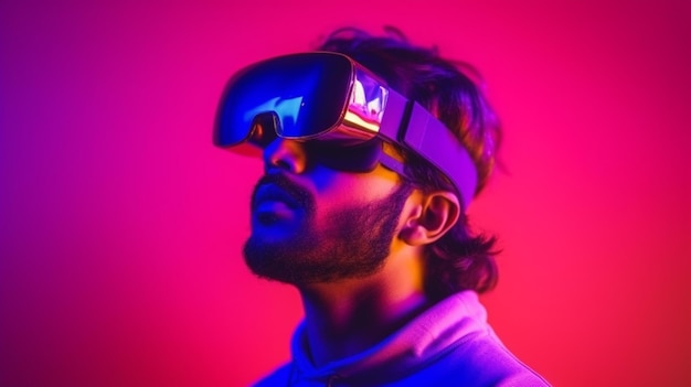 Un uomo che indossa occhiali per realtà virtuale