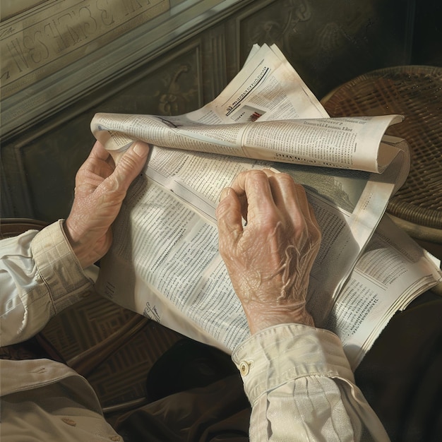 un uomo che legge un giornale con la parola la parola sulla pagina