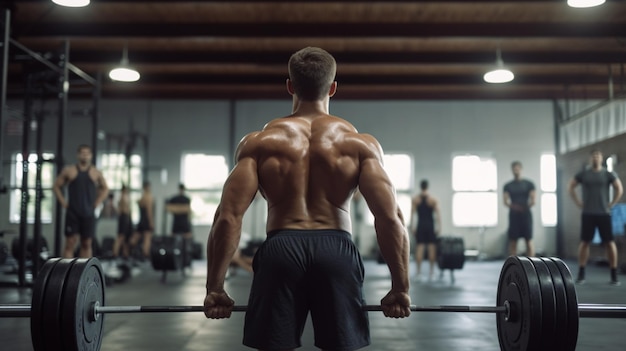 Un uomo che solleva pesi in palestra